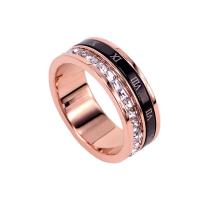 Titanium Steel Finger Ring plated & for woman & with rhinestone US Ring Sold By PC