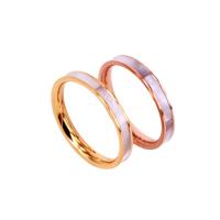 Bague acier titane, avec coquille, Placage, normes différentes pour le choix & pour femme, plus de couleurs à choisir, Trou:Environ 2mm, Taille:5-9, Vendu par PC