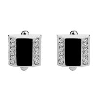 Manchetknopen, Zinc Alloy, platinum plated, voor de mens & glazuur & met strass, 18x18mm, Verkocht door pair