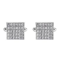 Manchetknopen, Zinc Alloy, platinum plated, voor de mens & met strass, 18x18mm, Verkocht door pair