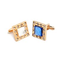 Cufflinks Zinc Alloy gold color plated for man & with rhinestone Sold By Pair