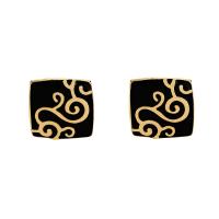 Manchetknopen, Zinc Alloy, gold plated, voor de mens & glazuur, 18x18mm, Verkocht door pair