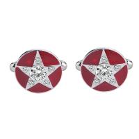 Gemelos, aleación de zinc, chapado en color de platina, para hombre & esmalte & con diamantes de imitación, Rojo, 20x20mm, Vendido por Par