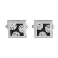 Manchetknopen, Zinc Alloy, platinum plated, voor de mens & glazuur & met strass, 18x18mm, Verkocht door pair