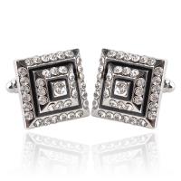 Manchetknopen, Zinc Alloy, platinum plated, voor de mens & glazuur & met strass, 19x19mm, Verkocht door pair