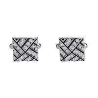 Manchetknopen, Zinc Alloy, platinum plated, voor de mens & met strass, 18x18mm, Verkocht door pair