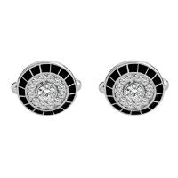 Manchetknopen, Zinc Alloy, platinum plated, voor de mens & glazuur & met strass, 20x20mm, Verkocht door pair