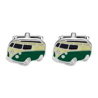 Manchetknopen, Zinc Alloy, Bus, platinum plated, voor de mens & glazuur, groen, 20x15mm, Verkocht door pair