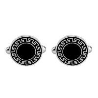 Cufflinks Zinc Alloy platinum color plated for man & enamel black Sold By Pair