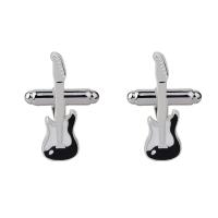 Boutons de manchette, alliage de zinc, guitare, Placage de couleur platine, pour homme, 11x32mm, Vendu par paire