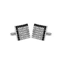 Manchetknopen, Zinc Alloy, platinum plated, voor de mens & met strass, 18x18mm, Verkocht door pair