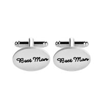 Boutons de manchette, alliage de zinc, Placage de couleur platine, avec le motif de lettre & pour homme, 20x13mm, Vendu par paire