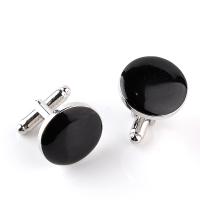 Cufflinks Zinc Alloy platinum color plated for man & enamel Sold By Pair