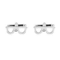 Manchetknopen, Zinc Alloy, Bril, platinum plated, voor de mens & hol, 7x19mm, Verkocht door pair