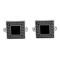 Manchetknopen, Zinc Alloy, platinum plated, voor de mens & glazuur, zwart, 18x18mm, Verkocht door pair