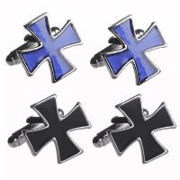 Cufflinks Zinc Alloy Cross platinum color plated for man & enamel Sold By Pair