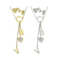 Parures de bijoux en acier inoxydable, Boucle d’oreille stud & collier, avec coquille, Placage, pour femme, plus de couleurs à choisir, Longueur Environ 17 pouce, Vendu par fixé