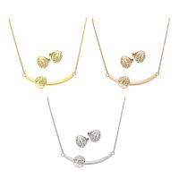 Roestvrij staal sieraden sets, Stud Oorbel & halsketting, Lucky Tree, plated, voor vrouw & hol, meer kleuren voor de keuze, 21*15mm,1mm,12*12mm, Lengte Ca 19.5 inch, Verkocht door Stel