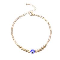 Bracelet Evil Eye bijoux, laiton, avec chalumeau, avec 1.18Inch chaînes de rallonge, Rond, Plaqué d'or, pour femme, plus de couleurs à choisir, protéger l'environnement, sans nickel, plomb et cadmium, Longueur Environ 6.3 pouce, Vendu par PC