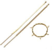 Tornozeleira de liga de zinco, with 2.95Inch extender chain, Vintage & três peças & unissex, dourado, níquel, chumbo e cádmio livre, comprimento Aprox 7.68 inchaltura, Aprox 8.46 inchaltura, Aprox 8.74 inchaltura, Aprox 3PCs/Bag, vendido por Bag