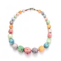 Collier agate, avec Fibre de polyester & alliage de zinc, Rond, Placage de couleur argentée, unisexe, multicolore, 28mm,12mm, Longueur 50-52 cm, Vendu par PC