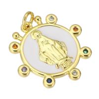 Cúbicos Circonia Colgante Latón Micro pavimenta, metal, chapado en color dorado, micro arcilla de zirconia cúbica & esmalte, 20x20x2mm, agujero:aproximado 2mm, Vendido por UD