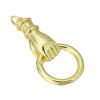 Messing hangers, Hand, gold plated, 15x28x5mm, Gat:Ca 3mm, Verkocht door PC