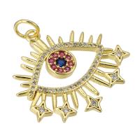 Cúbicos Circonia Colgante Latón Micro pavimenta, metal, Ojo, chapado en color dorado, micro arcilla de zirconia cúbica & hueco, 27x26x2mm, agujero:aproximado 5mm, Vendido por UD