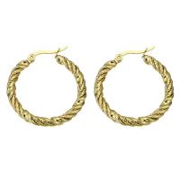 Roestvrij staal oorringen, gold plated, voor vrouw, 3*34mm, Verkocht door pair