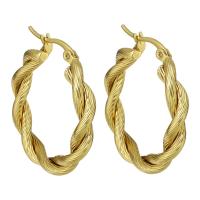 Roestvrij staal oorringen, gold plated, voor vrouw, 5*34mm, Verkocht door pair