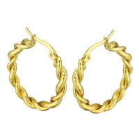 Roestvrij staal oorringen, gold plated, voor vrouw, 4*33mm, Verkocht door pair