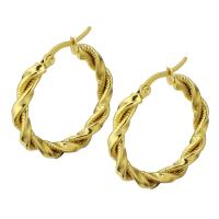 Roestvrij staal oorringen, gold plated, voor vrouw, 4*35mm, Verkocht door pair