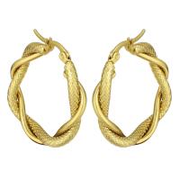 Mens acier inoxydable Hoop boucles d'oreilles, Placage de couleur d'or, pour femme, 5*32mm, Vendu par paire