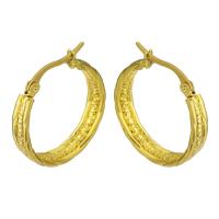 Roestvrij staal oorringen, gold plated, voor vrouw, 5*27mm, Verkocht door pair