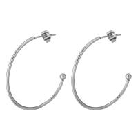 Mens Stainless Steel Hoop orecchino, acciaio inox, per la donna, colore originale, 32x32mm, Venduto da coppia