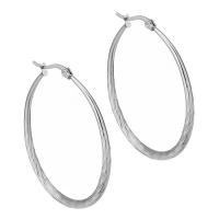 Mens Stainless Steel Hoop Earring, forskellig størrelse for valg & for kvinde, oprindelige farve, Solgt af par