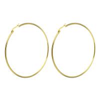 Mens pendiente de aro de acero inoxidable, chapado en color dorado, para mujer, 79x28mm, Vendido por Par