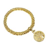 Pulsera de Acero Inoxidable, Árbol de la vida, chapado en color dorado, para mujer, 19*24mm,6mm, longitud aproximado 6 Inch, Vendido por UD