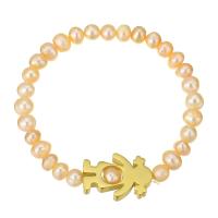 Bracelet en plastique, acier inoxydable, avec perle de plastique, pour femme, 4*5.5mm,20*15mm, Longueur Environ 5.4 pouce, Vendu par PC