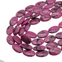 Marble Beads, Geverfd Marmer, Plat Ovaal, DIY, purper, 30x20x8mm, Per verkocht 38 cm Strand