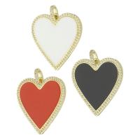 Cubic Zirconia Micro Pave Brass Pendant Heart gold color plated DIY & micro pave cubic zirconia & enamel Approx 4mm Sold By Lot