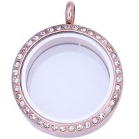 Flotante pendiente del Locket, acero inoxidable 304, con Vidrio, Esférico, unisexo & con diamantes de imitación, más colores para la opción, 30mm, Vendido por UD