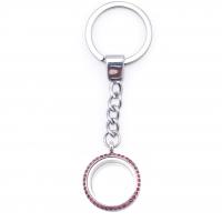 304 acciaio inox Portachiavi medaglione, with vetro, Cerchio, unisex & con strass, nessuno, 95.50mm, Venduto da PC