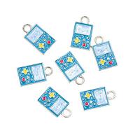 Zinc Alloy émail Pendants, alliage de zinc, rectangle, Placage de couleur d'or, unisexe, bleu, protéger l'environnement, sans nickel, plomb et cadmium, 8x15mm, Vendu par PC