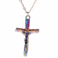 Zink Alloy Smycken Collier, Cross, Unisex & olika stilar för val, flerfärgad, nickel, bly och kadmium gratis, 23x43x4mm, Längd Ca 17.72 inch, Säljs av PC