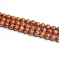 Goldstone Gyöngyök, Kerek, DIY & különböző méretű a választás & arany akcentussal, Naponta eladott Kb 15.4 inch Strand