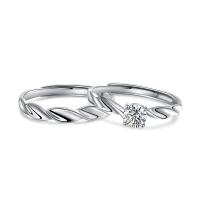 Couple Finger Rings 925 Sterling Silver platinum color plated Adjustable & micro pave cubic zirconia Sold By PC