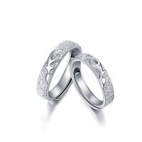 Anillos para Parejas, Plata de ley 925, chapado en color de platina, Ajustable & diverso tamaño para la opción & glaseado, Vendido por UD