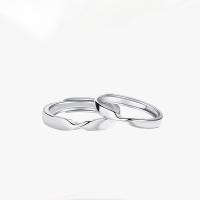 Couple Finger Rings 925 Sterling Silver platinum color plated Adjustable Sold By PC