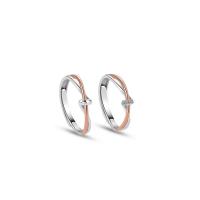 Anillos para Parejas, Plata de ley 925, chapado en color de platina, Ajustable & diferentes estilos para la opción & micro arcilla de zirconia cúbica, Vendido por UD